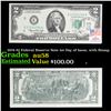 Image 1 : 1976 $2 Federal Reserve Note 1st Day of Issue, with Stamp Grades Choice AU/BU Slider