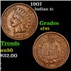 Image 1 : 1907 Indian Cent 1c Grades xf+