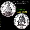 Proof 1975 Bahamas 25 Cents 25c Grades GEM++ Proof Deep Cameo