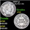 1897-p Barber Dime 10c Grades xf