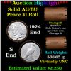 ***Auction Highlight*** AU/BU Slider Brinks Shotgun Peace $1 Roll 1924 & S Ends Virtually UNC (fc)