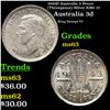 1943D Australia 3 Pence (Threepence) Silver KM# 37 Grades Select Unc