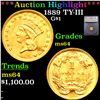 ***Auction Highlight*** 1889 Gold Dollar TY-III $1 Graded ms64 By SEGS (fc)