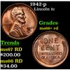 1942-p Lincoln Cent 1c Grades GEM++ RD