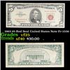 1963 $5 Red Seal United States Note Fr-1536 Grades vf+