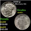 Image 1 : 1939-p Mercury Dime 10c Grades GEM+ Unc
