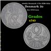 1944(h) Denmark 2 Ore KM# 833a Grades xf