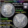 Image 1 : ***Auction Highlight*** 1878-p 7tf Morgan Dollar $1 Graded ms64+ DMPL BY SEGS (fc)