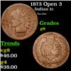 Image 1 : 1873 Open 3 Indian Cent 1c Grades g+