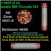 Image 1 : Shotgun Lincoln 1c roll, 1957-d 50 pcs Bank Wrapper.