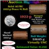 ***Auction Highlight*** Full solid date 1922-p Au/Bu Slider Peace silver dollar roll, 20 coins (fc)