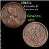 1913-s Lincoln Cent 1c Grades vg+