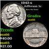 1942-s Jefferson Nickel 5c Grades GEM+ Unc