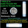 Image 1 : Bank Style Shotgun Uncirculated Jefferson 5c roll, 1964-d 40 pcs