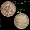 1917 France 1 Franc KM-844.1 Grades vf+