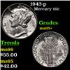 Image 1 : 1943-p Mercury Dime 10c Grades GEM+ Unc