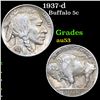 1937-d Buffalo Nickel 5c Grades Select AU