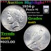 1934-p Peace Dollar $1 Graded ms65 BY SEGS
