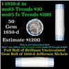 Image 1 : Bank Style Shotgun Uncirculated Jefferson 5c roll, 1959-d 40 pcs