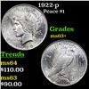 Image 1 : 1922-p Peace Dollar $1 Grades Select+ Unc