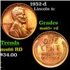 1952-d Lincoln Cent 1c Grades Gem+ Unc RD