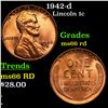 Image 1 : 1942-d Lincoln Cent 1c Grades GEM+ Unc RD