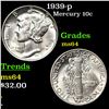 Image 1 : 1939-p Mercury Dime 10c Grades Choice Unc