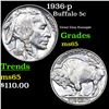 Image 1 : 1936-p Buffalo Nickel 5c Grades GEM Unc