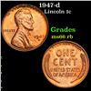 Image 1 : 1947-d Lincoln Cent 1c Grades GEM+ Unc RB