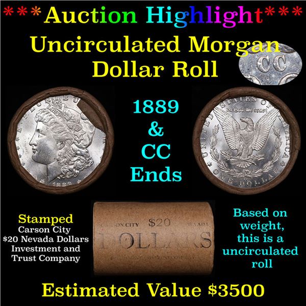 ***Auction Highlight*** 1889 & CC Uncirculated Morgan Dollar Shotgun Roll (fc)