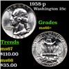 Image 1 : 1958-p Washington Quarter 25c Grades GEM++ Unc
