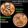 Image 1 : 1958-d Lincoln Cent Mint Error  1c Grades GEM++ Unc RD
