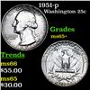 Image 1 : 1951-p Washington Quarter 25c Grades GEM+ Unc
