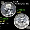 Image 1 : Proof 1942 Washington Quarter 25c Grades GEM Proof