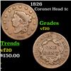 Image 1 : 1826 Coronet Head Large Cent 1c Grades vf, very fine