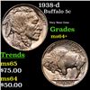 Image 1 : 1938-d Buffalo Nickel 5c Grades Choice+ Unc