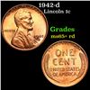 Image 1 : 1942-d Lincoln Cent 1c Grades Gem+ Unc RD