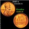 Image 1 : 1947-s Lincoln Cent 1c Grades GEM+ Unc RB