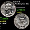 Image 1 : 1955-d Washington Quarter 25c Grades GEM Unc