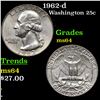 Image 1 : 1962-d Washington Quarter 25c Grades Choice Unc