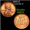 Image 1 : 1937-d Lincoln Cent 1c Grades GEM+ Unc RB