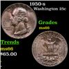 Image 1 : 1950-s Washington Quarter 25c Grades GEM+ Unc