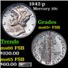 Image 1 : 1942-p Mercury Dime 10c Grades GEM+ FSB