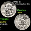 Image 1 : 1953-d Washington Quarter 25c Grades GEM+ Unc