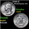 Image 1 : 1949-d Washington Quarter 25c Grades Choice Unc