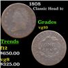 Image 1 : 1808 Classic Head Large Cent 1c Grades vg+
