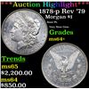 Image 1 : ***Auction Highlight*** 1878-p Rev '79 Morgan Dollar $1 Graded Choice+ Unc BY USCG (fc)