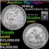 Image 1 : ***Auction Highlight*** 1846-p Seated Liberty Quarter 25c Graded ms64+ By SEGS (fc)