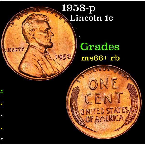 1958-p Lincoln Cent 1c Grades GEM++ RB