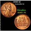 Image 1 : 1947-d Lincoln Cent 1c Grades Gem+ Unc RB
